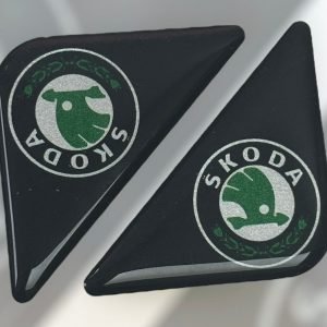 Skoda Corner Badge Pair