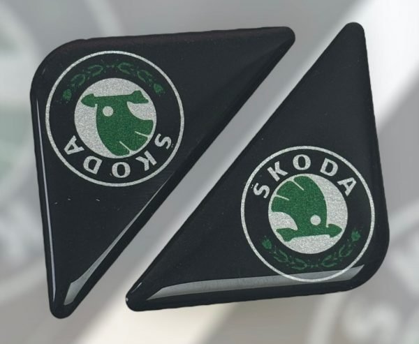 Skoda Corner Badge Pair